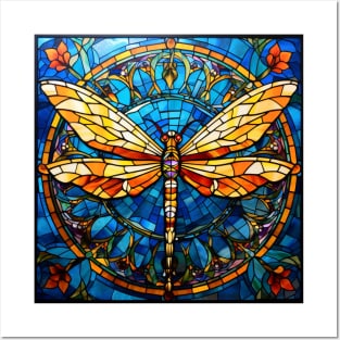 Stained Glass Dragonfly Posters and Art